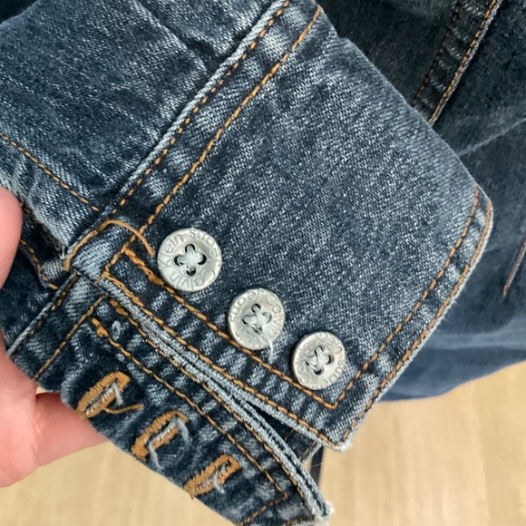 Y2K Vintage Calvin Klein CK Denim Button front Long Sleeve Mini Denim Dress Sz M - Picture 4 of 12